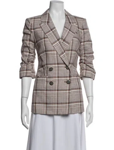 Pre-owned Veronica Beard Plaid Print Blazer In Neutrals