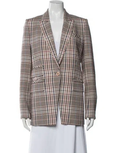 Pre-owned Veronica Beard Plaid Print Blazer In Neutrals