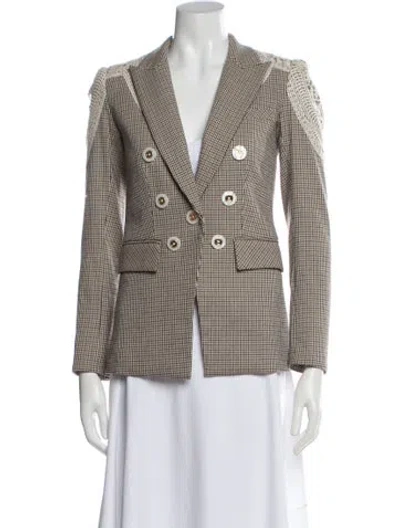 Pre-owned Veronica Beard Plaid Print Blazer In Neutrals