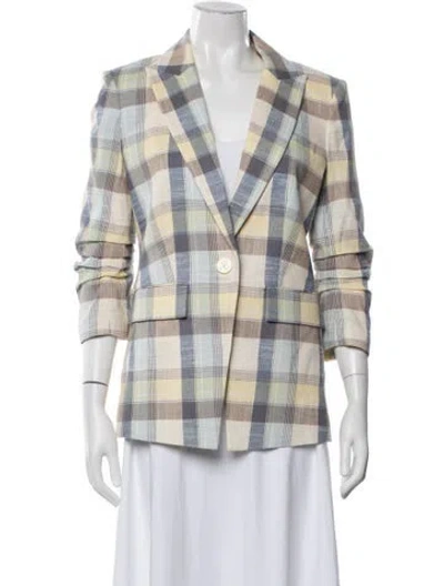 Pre-owned Veronica Beard Plaid Print Blazer In Neutrals