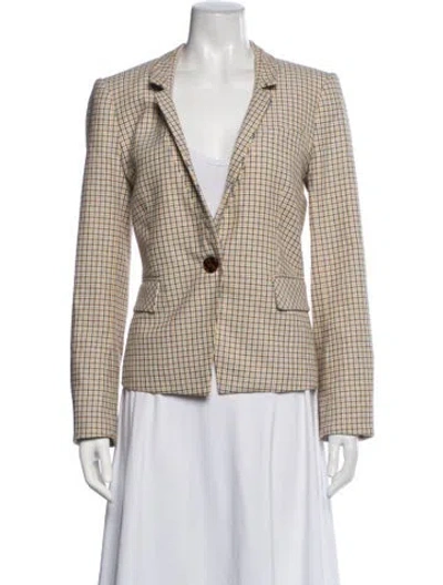Pre-owned Veronica Beard Plaid Print Blazer In Neutrals