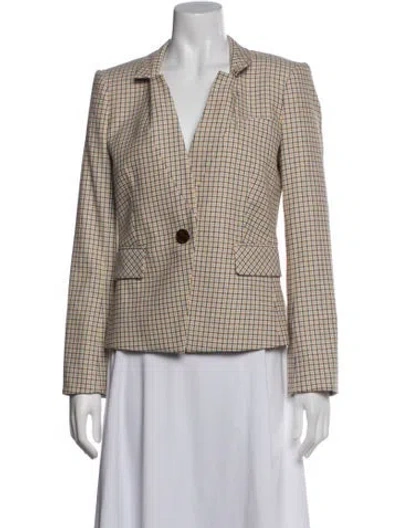 Pre-owned Veronica Beard Plaid Print Blazer In Neutrals