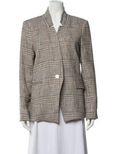 Pre-owned Veronica Beard Plaid Print Blazer In Neutrals