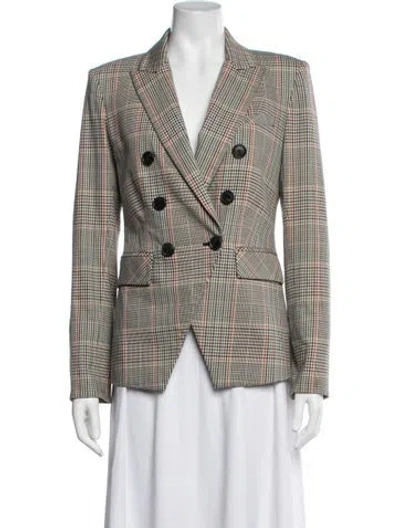 Pre-owned Veronica Beard Plaid Print Blazer In Neutrals