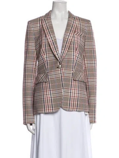 Pre-owned Veronica Beard Plaid Print Blazer In Pink