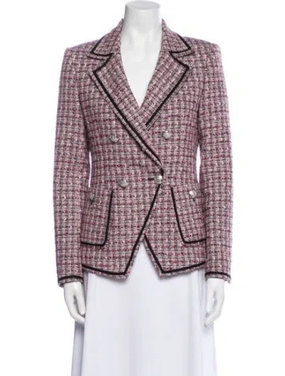Pre-owned Veronica Beard Plaid Print Blazer In Pink