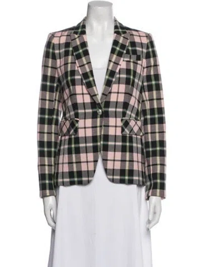 Pre-owned Veronica Beard Plaid Print Blazer In Pink