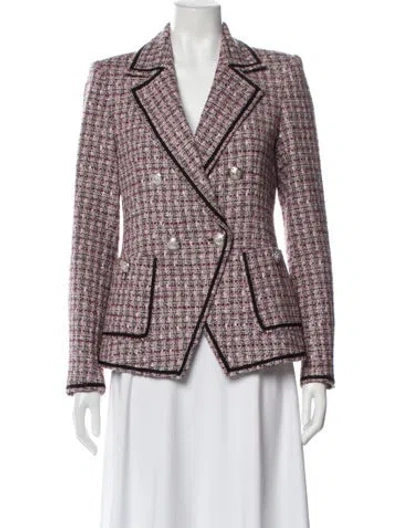 Pre-owned Veronica Beard Plaid Print Blazer In Pink
