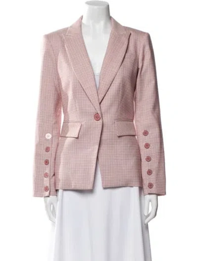 Pre-owned Veronica Beard Plaid Print Blazer In Pink