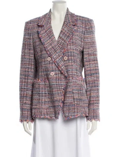 Pre-owned Veronica Beard Plaid Print Blazer In Pink