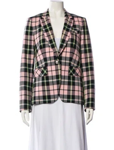 Pre-owned Veronica Beard Plaid Print Blazer In Pink