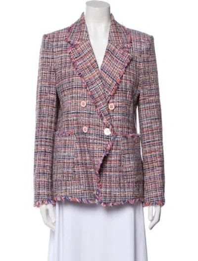 Pre-owned Veronica Beard Plaid Print Blazer In Pink