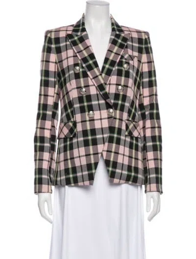 Pre-owned Veronica Beard Plaid Print Blazer In Pink