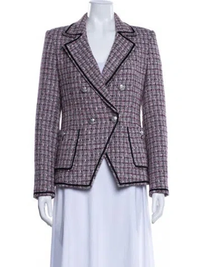 Pre-owned Veronica Beard Plaid Print Blazer In Pink
