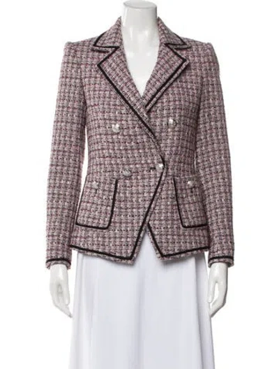 Pre-owned Veronica Beard Plaid Print Blazer In Pink