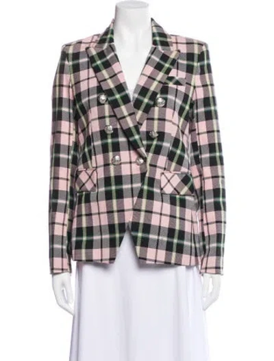 Pre-owned Veronica Beard Plaid Print Blazer In Pink