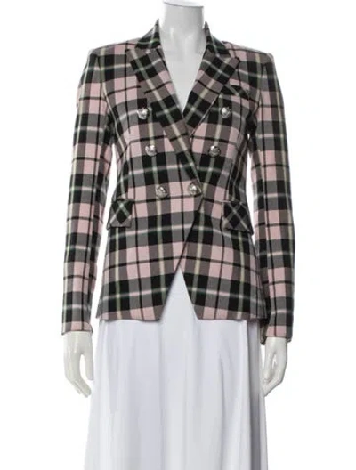 Pre-owned Veronica Beard Plaid Print Blazer In Pink