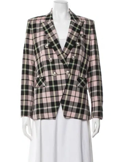 Pre-owned Veronica Beard Plaid Print Blazer In Pink