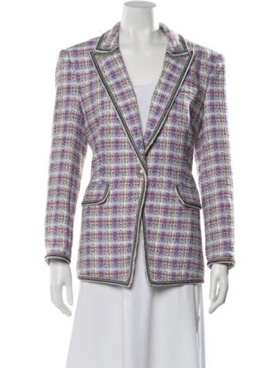 Pre-owned Veronica Beard Plaid Print Blazer In Purple