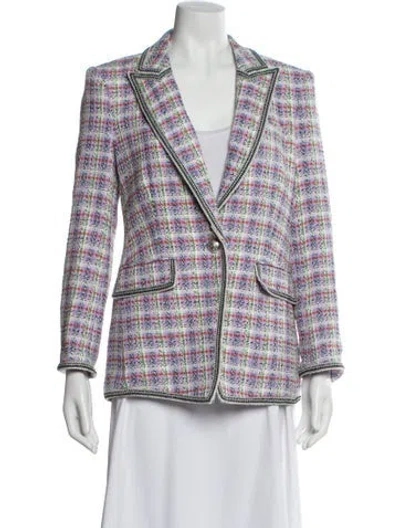 Pre-owned Veronica Beard Plaid Print Blazer In Purple