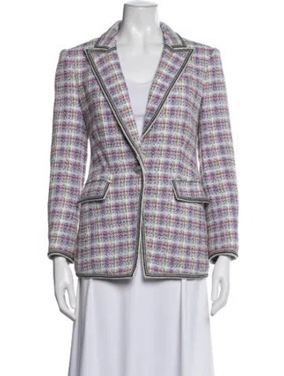Pre-owned Veronica Beard Plaid Print Blazer In Purple