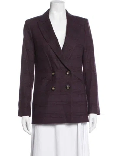 Pre-owned Veronica Beard Plaid Print Blazer In Purple