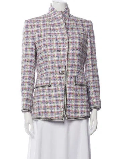 Pre-owned Veronica Beard Plaid Print Blazer In Purple