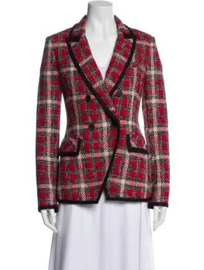 Pre-owned Veronica Beard Plaid Print Blazer In Red