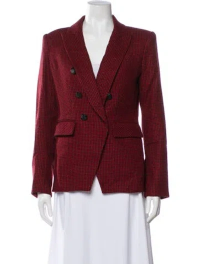 Pre-owned Veronica Beard Plaid Print Blazer In Red