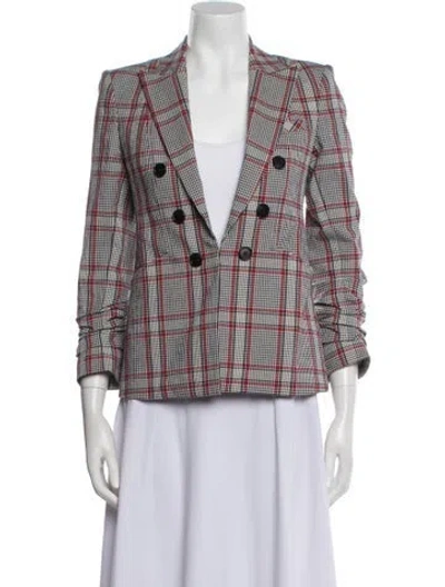 Pre-owned Veronica Beard Plaid Print Blazer In Red