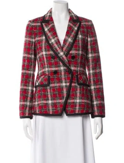 Pre-owned Veronica Beard Plaid Print Blazer In Red