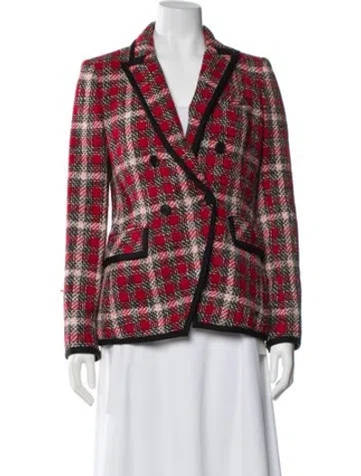 Pre-owned Veronica Beard Plaid Print Blazer In Red