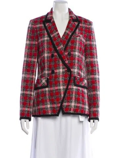 Pre-owned Veronica Beard Plaid Print Blazer In Red