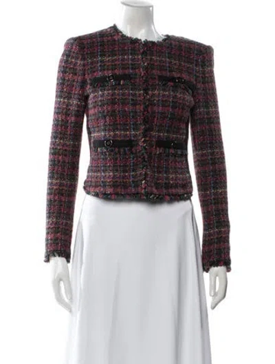 Pre-owned Veronica Beard Plaid Print Blazer In Red