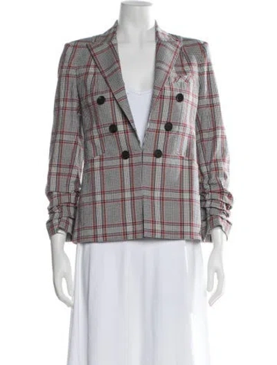 Pre-owned Veronica Beard Plaid Print Blazer In Red
