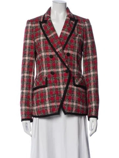 Pre-owned Veronica Beard Plaid Print Blazer In Red