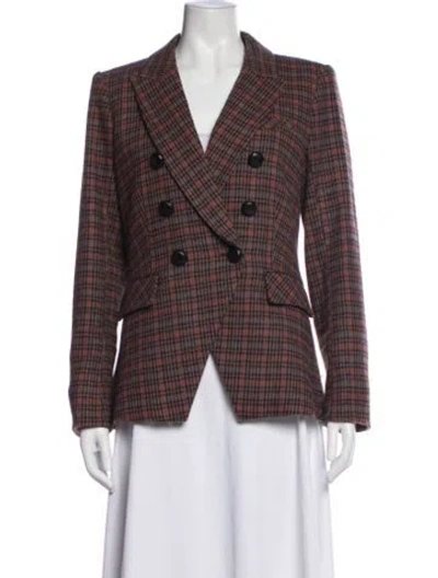 Pre-owned Veronica Beard Plaid Print Blazer In Red