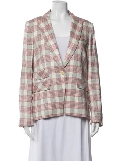 Pre-owned Veronica Beard Plaid Print Blazer In Red/white
