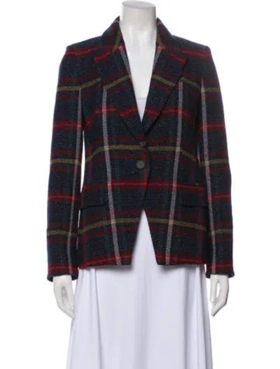 Pre-owned Veronica Beard Plaid Print Blazer W/ Tags In Blue