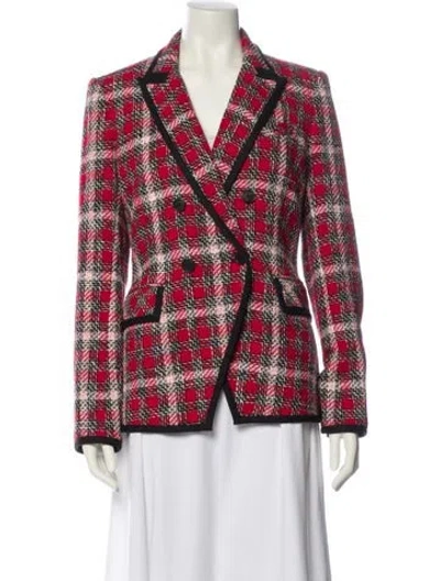 Pre-owned Veronica Beard Plaid Print Blazer W/ Tags In Red