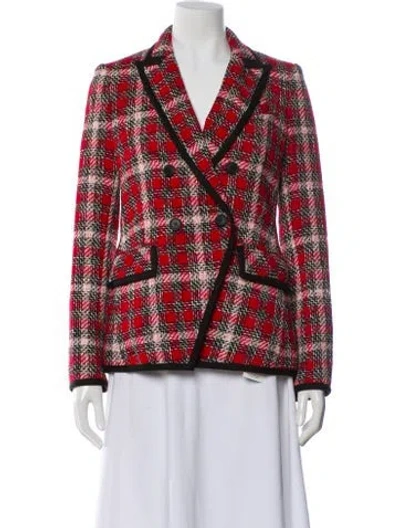 Pre-owned Veronica Beard Plaid Print Blazer W/ Tags In Red