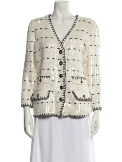 Pre-owned Veronica Beard Plaid Print Blazer W/ Tags In White