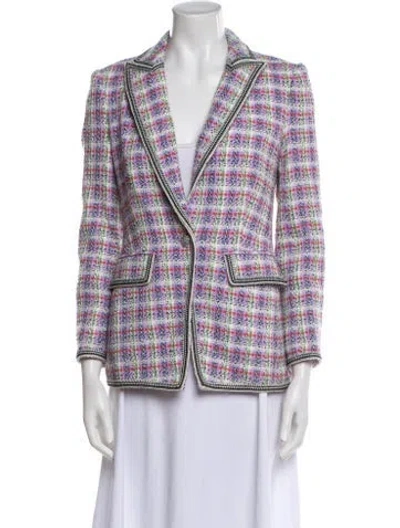 Pre-owned Veronica Beard Plaid Print Blazer In White