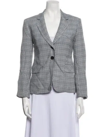 Pre-owned Veronica Beard Plaid Print Blazer In White