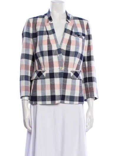 Pre-owned Veronica Beard Plaid Print Blazer In White