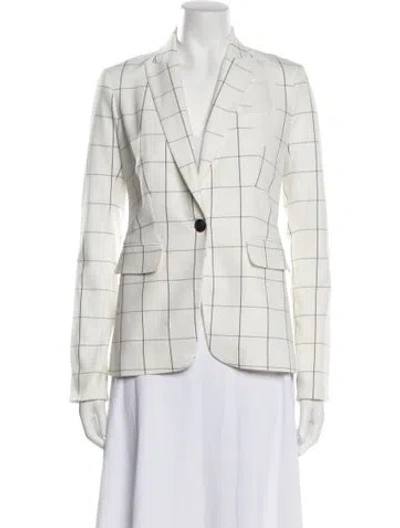 Pre-owned Veronica Beard Plaid Print Blazer In White