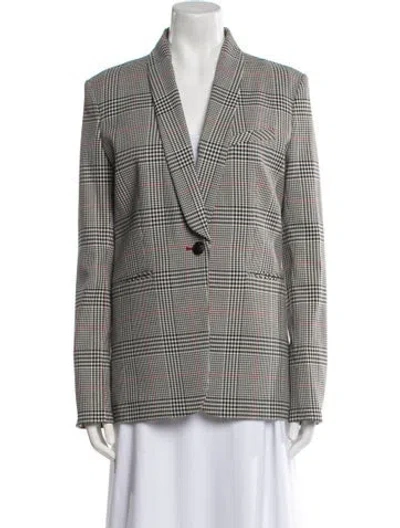 Pre-owned Veronica Beard Plaid Print Blazer In White