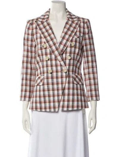 Pre-owned Veronica Beard Plaid Print Blazer In White