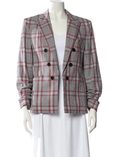 Pre-owned Veronica Beard Plaid Print Blazer In White