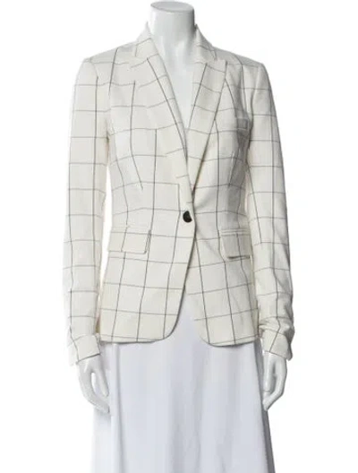 Pre-owned Veronica Beard Plaid Print Blazer In White